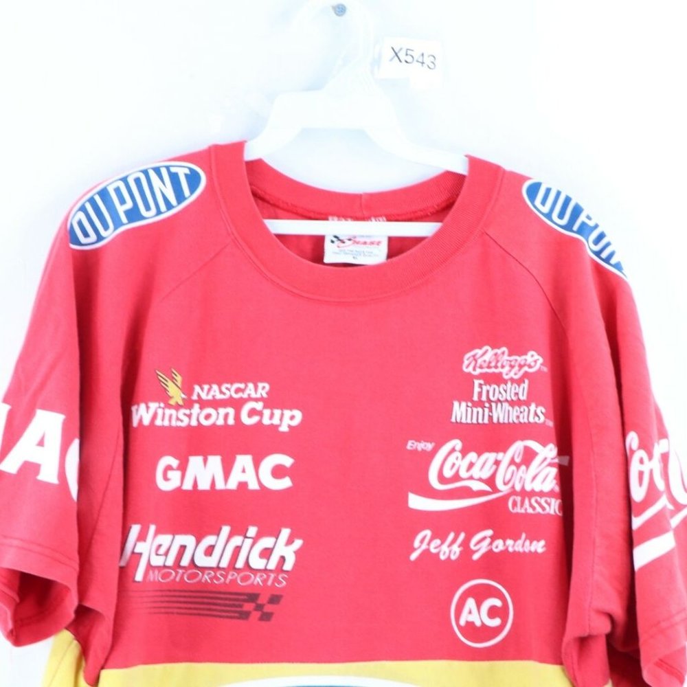 Vtg 90s NASCAR Jeff Gordon Rainbow Striped T-Shirt - Picture 2 of 9